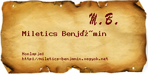 Miletics Benjámin névjegykártya